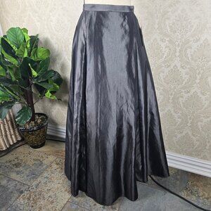INC Petites Sz 12P Iridescent Gray Taffeta Maxi Skirt Holiday Party Gala Formal